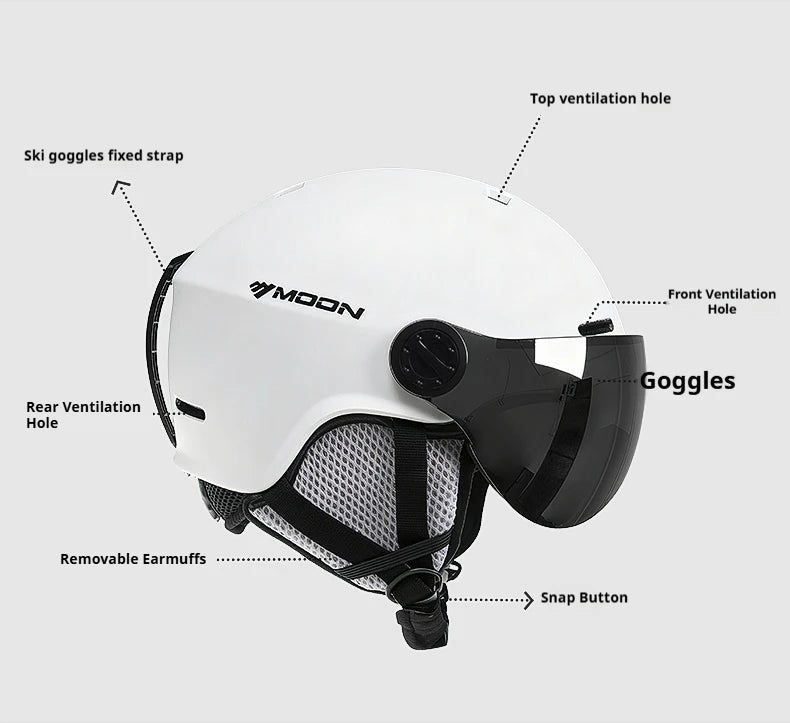 Ski Helmet with Goggles – Lightweight Warm In-Mold Protection