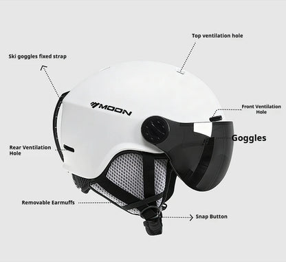 Ski Helmet with Goggles – Lightweight Warm In-Mold Protection