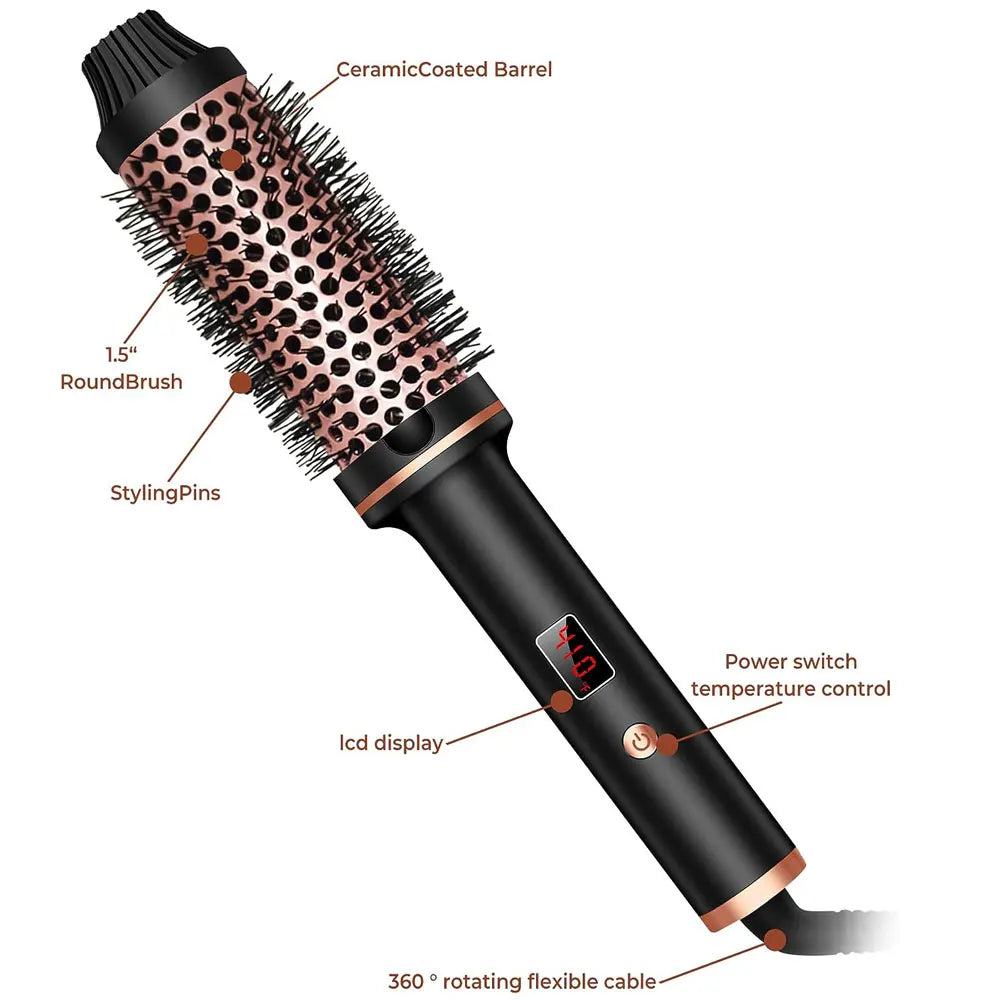 KentDO™ 1.5" Heated Curling Brush – Ceramic Hair Styler