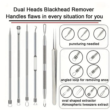 KentDO™ 6Pcs Pimple Tweezers Set – Pro Acne Care Tool