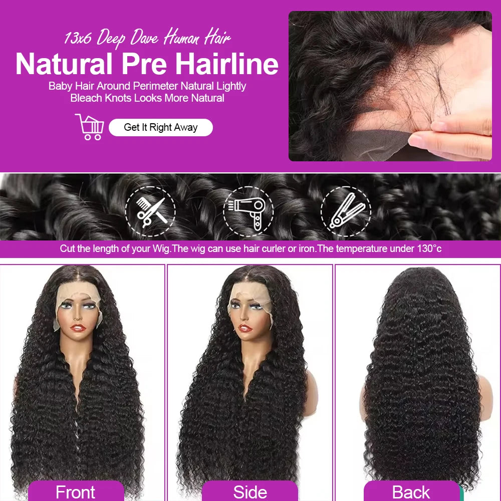 KentDO™ Deep Wave Human Hair Wig – 360° HD Lace Perfection